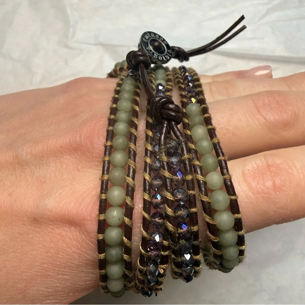 Victoria Emerson Leather Beaded Wrap Bracelet - Picture 2 of 9